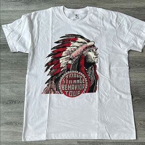 White Graphic Tom Petty tour T-Shirt with Red and Black Design